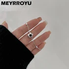 Женский браслет с цветком MEYRROYU, черный браслет из стерлингового серебра с пятью лепестками, ювелирное изделие в Корейском стиле, подарок на день рождения