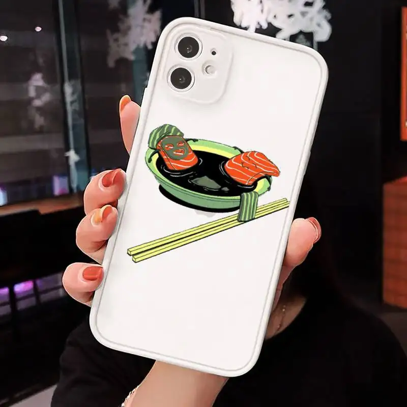 

cute cartoon sushi Phone Cases Matte Transparent for iPhone 7 8 11 12 s mini pro X XS XR MAX Plus cover funda