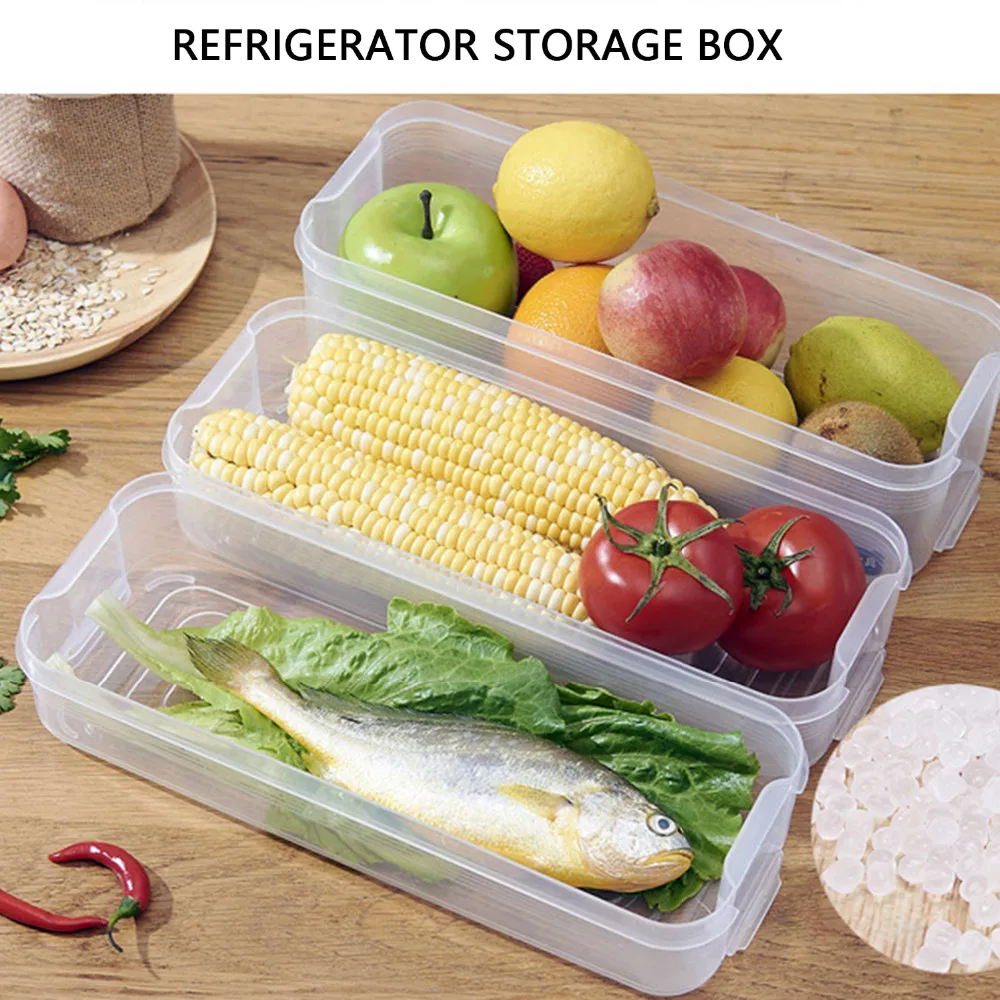 plastic storage bins refrigerator storage box food storage containers with lid for kitchen fridge cabinet freezer desk organizer free global shipping