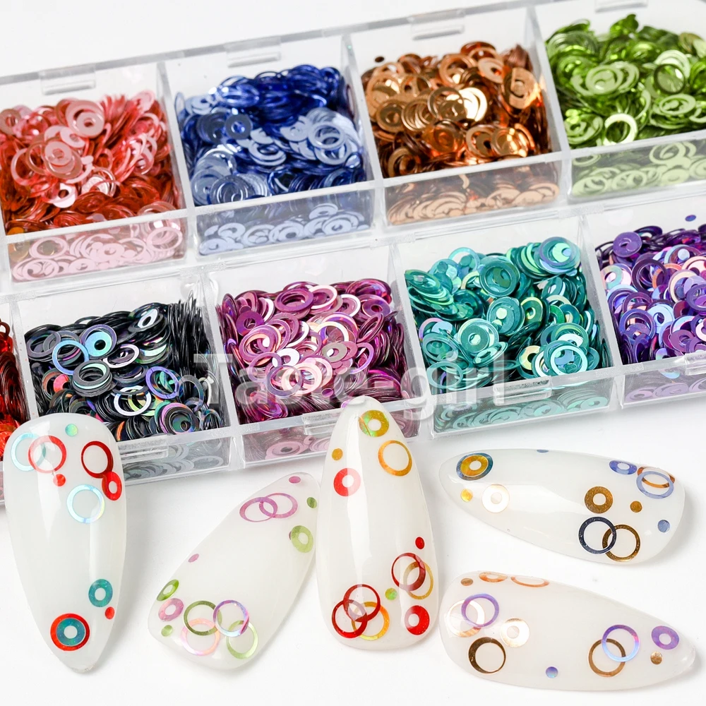 1 чехол лазерный цвет голографический блестящий для ногтей Круглый Круг