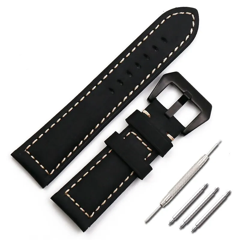 

Leather strap men's watch accessories pin buckle belt for Panerai leather strap 20mm22mm24mm26mm sports waterproof strap women