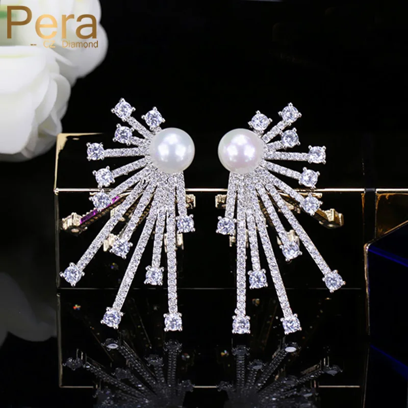 Женские серьги гвоздики в виде фейерверка с искусственным жемчугом|stud earrings|ear stud