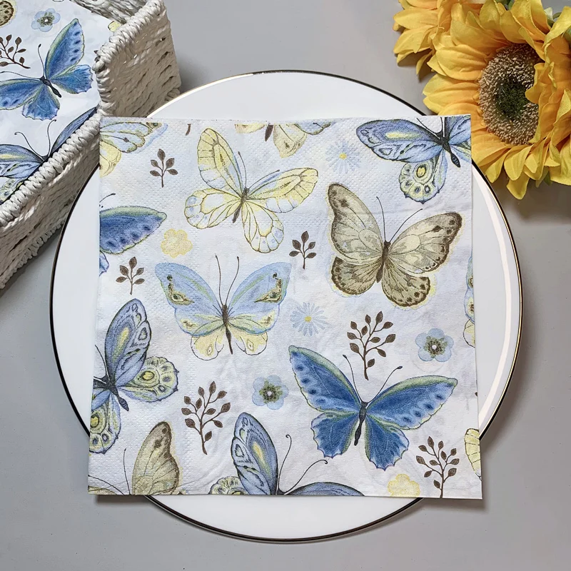 

20Pcs/Pack Butterfly Decoupage Paper Napkins Vintage Paper Tissues for Party Tableware Wedding Xmas Festival Supplies Hot Sale 2