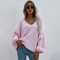 vintage elegant autumn womens clothing long sleeve printed v neck sweater tops female casual simplicity sweater fashion 2021