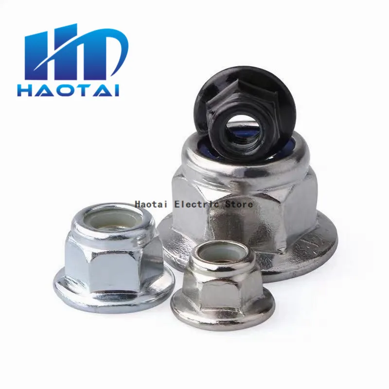 2/10X M3 M4 M5 M6 M8 M10 M12 Black Carbon 304 A2 70 Шестигранная Фланцевая нейлоновая вставка