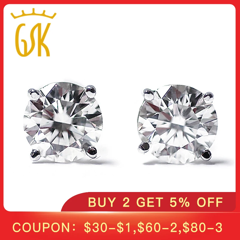 GemStoneKing 0 20 Ct настоящие бриллиантовые женские серьги гвоздики 14K белое золото