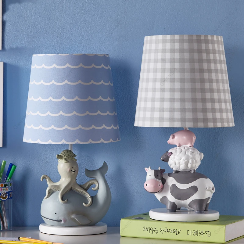 Настольная лампа с милым мультяшным дельфином и коровой украшение для детской