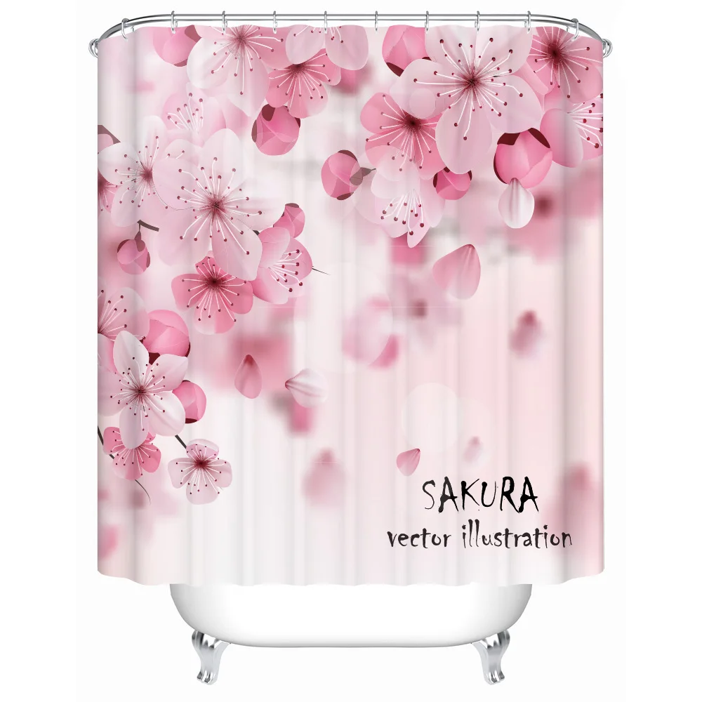Занавеска для ванной комнаты с 3D принтом розового персикового цветка
