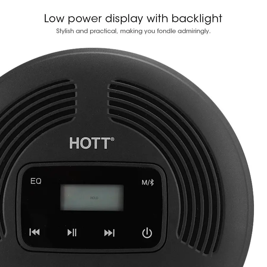 Портативный Перезаряжаемый CD плеер HOTT Bluetooth 5 0 с FM передатчиком сенсорной кнопкой