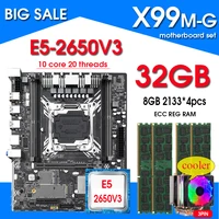 x99 motherboard with xeon e5 2650 v3 48g ddr4 ecc reg memory combo kit set nvme usb3 0 sata3 copper tube cooler