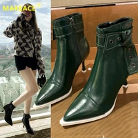 fashion womens boots autumn and winter season high heel short boots cool pointy thin heel women calf boots casual fashion boots