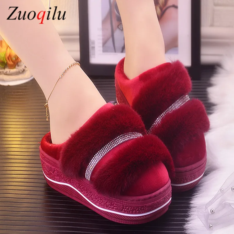 Зимние меховые тапочки Милые домашние Сезон осень-зима Нескользящая домашняя