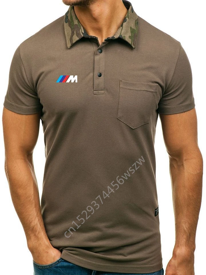 Мужская рубашка поло с коротким рукавом Высококачественная Спортивная отложным