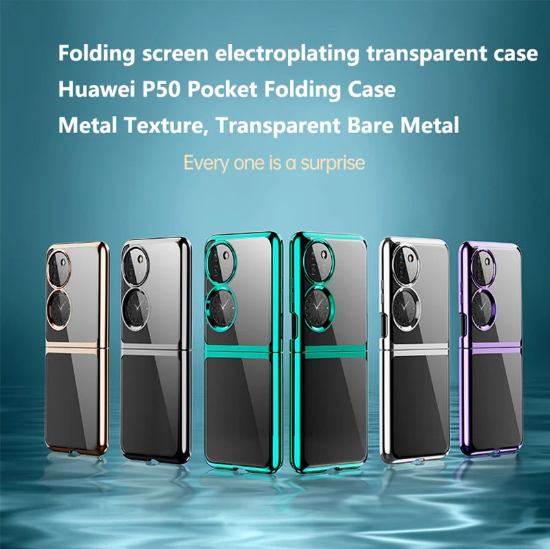 Folding Screen Electroplating Transparent Case For Huawei P50 Pocket Nano Electrospray Color Ring Cover P50 Pocket Coque