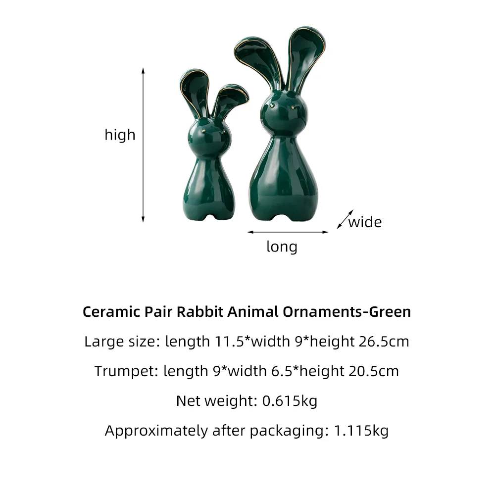 

Rabbit Ceramic Small Ornaments Creative Green Home Decoration Modern Sculpture Living Room Office Desk Decoration Accessories