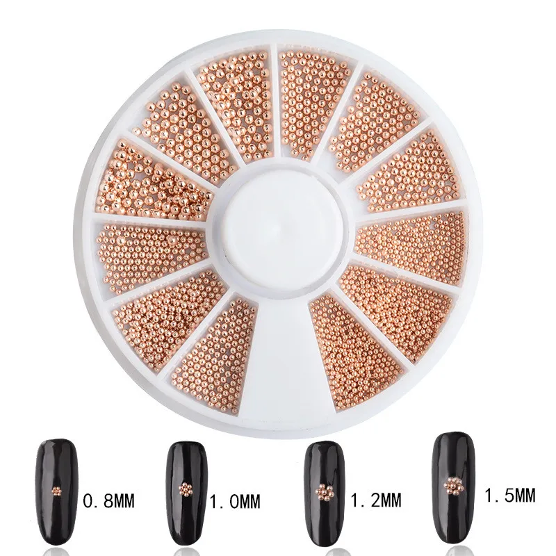 Rose Gold Silver Gold Nail Decorated Steel Ball Round Accessories Manicure Nail Art for DIY#S-J117