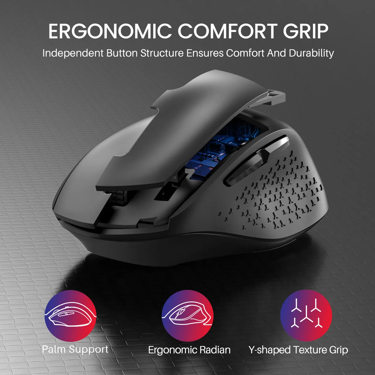 victsing pc307 5 level adjustable dpi wireless mouse big size comfortable silent computer gaming mouse with 6 buttons for laptop free global shipping