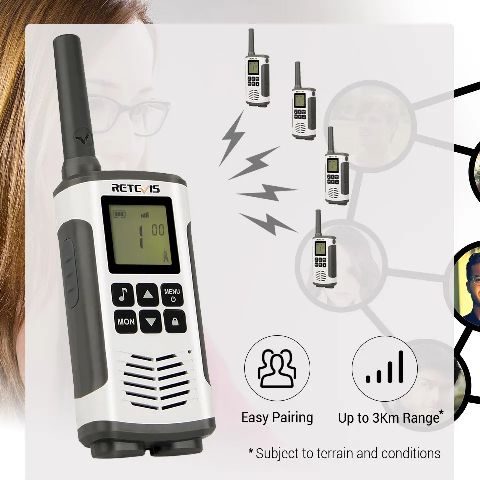 4pcs Retevis RT45 PMR Walkie Talkie PMR Radio+4pcs Headset PMR 446MHz FRS Walky Talky Professional Transceiver For Motorola TLKR