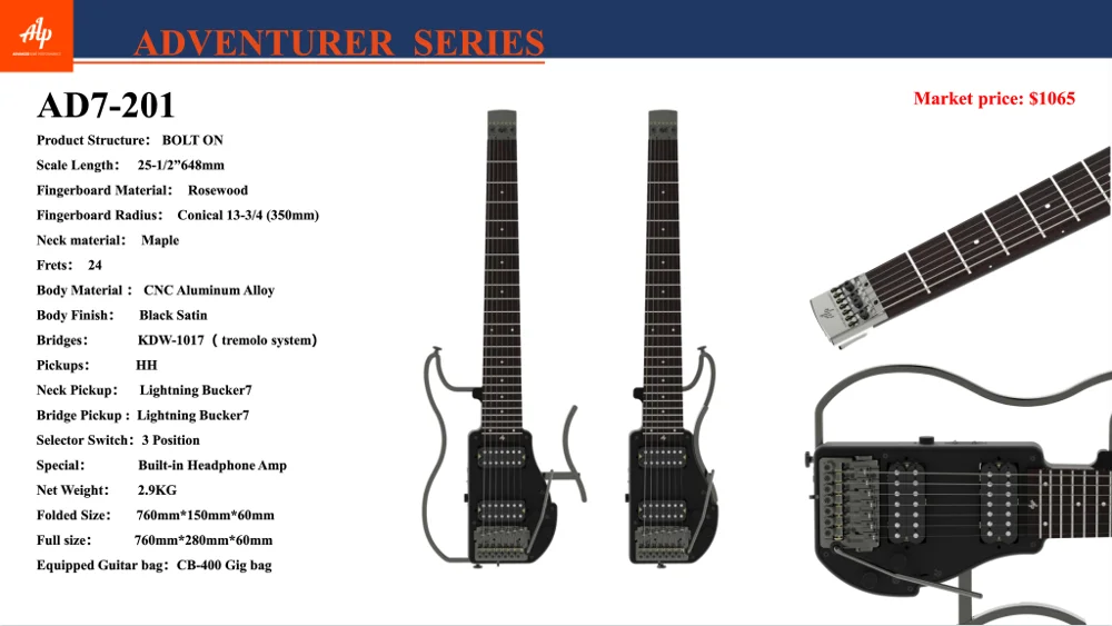 Электрогитара ALP без головы Explorer портативная складная электрогитара для