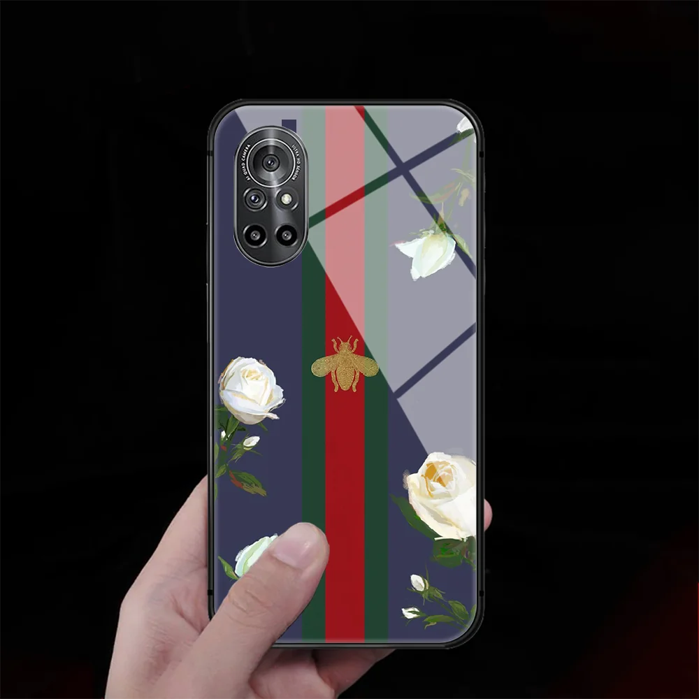 

Ltalian Brand Luxury Tempered Glass Phone Case Cover For Huawei Honor Oppo Reno Find X2 X3 5 7 8 9 10 20 A I X Pro Lite Luxury