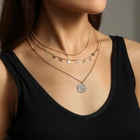 womens disc tassel retro roman portrait pendant multi layer necklace gift jewelry necklace wholesale