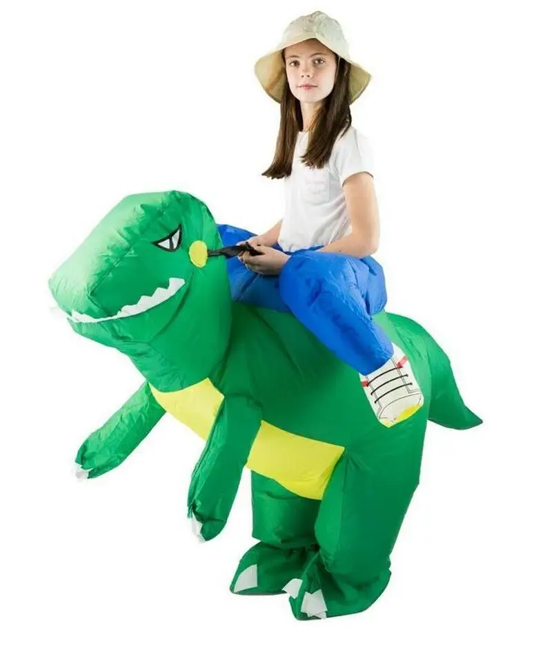 

Christmas Inflatable Dinosaur Fancy Dress Unisex Costume Dino Rider Mascot Costume Party Cosplay Game Adult 2019 Hot