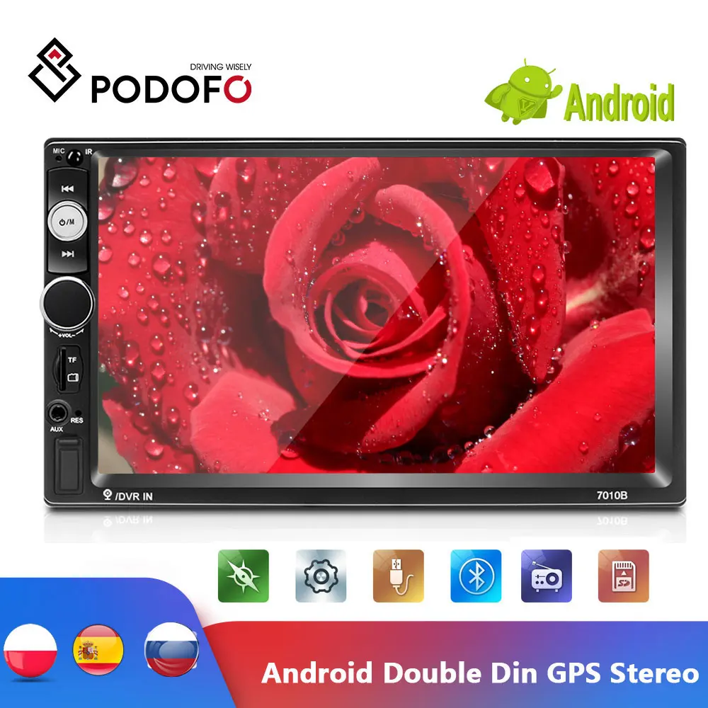 Podofo Android автомобильное радио 2 Din 7 &quotHD мультимедийный плеер GPS навигатор WiFi Bluetooth