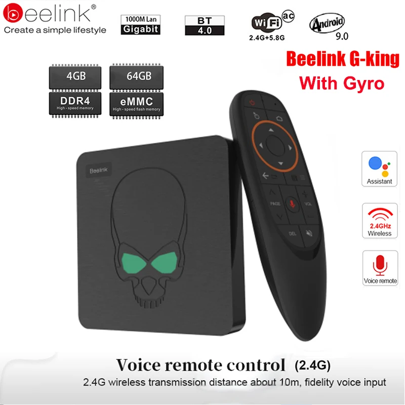 ТВ приставка Beelink GT King Smart Android 9 0 Amlogic S922X 4 Гб 64 2 4G Голосовое управление 5 8G WiFi 1000