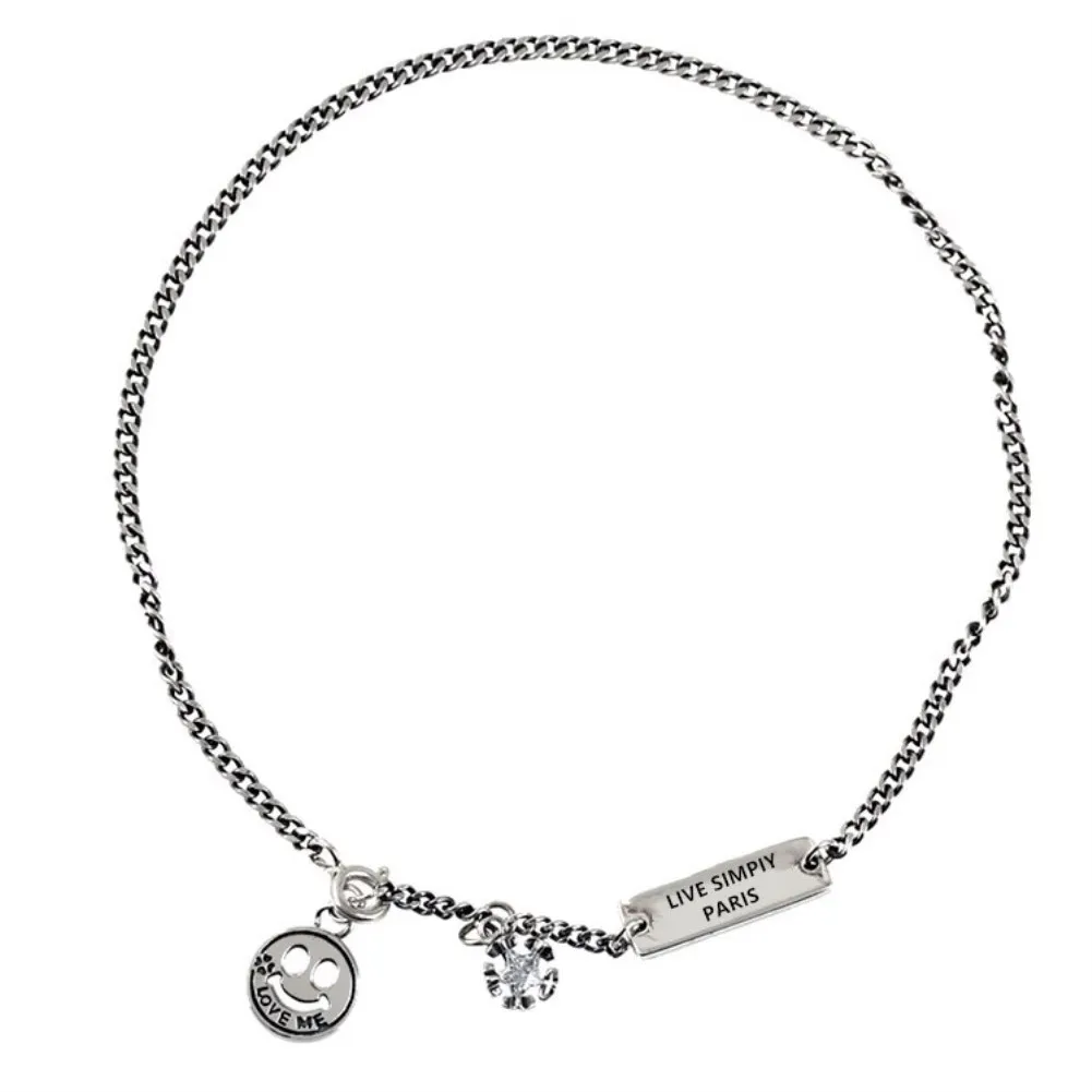 

2021 Korean Fashion Anklet Retro Vintage Silver Plated Smile Face for Women Hiphop Rock Foot Chain Anklet Bracelet Gift KJL-2104