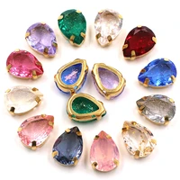 new 10x14mm teardrop strass fancy resin gold claw setting rhinestones sew on clothing crafts jewelry accessories