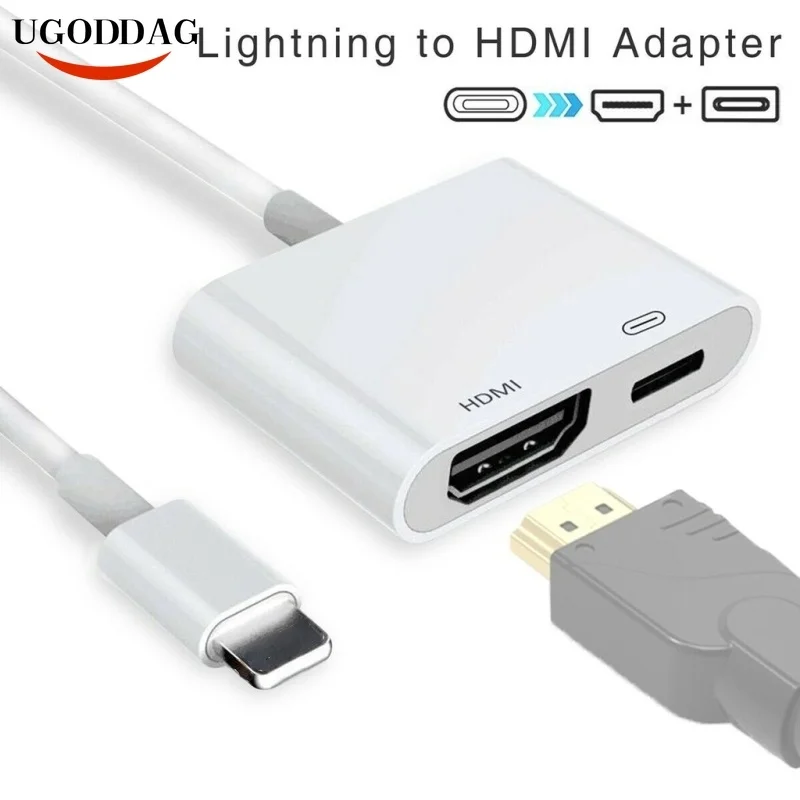 

Кабель Lightnig-HDMI для Apple Phone, Lightning, подключение к порту зарядки для HD ТВ монитора, проектора, 1080P для iPhone 13 Pad