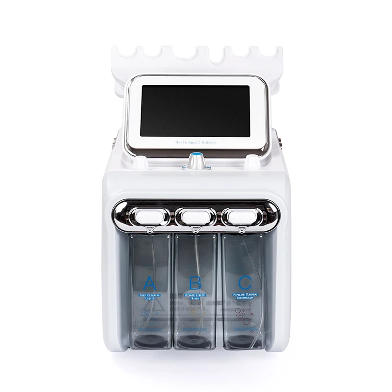 6 In 1 Hydrafacial Dermabrasion Machine Water Oxygen Cleaning Jet Peel Beauty Machine RF Face Lifting with Cold Hammer