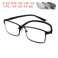 resin lens discoloration myopia glasses finished ultralight metal square prescriptio spectacle diopter 0 0 5 0 75 1 0 to 6