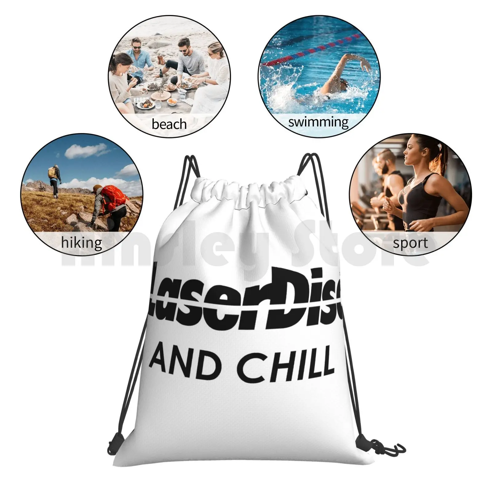 Водонепроницаемая сумка для спортзала Laserdisc И Chill рюкзак с кулиской фильмы Netflix