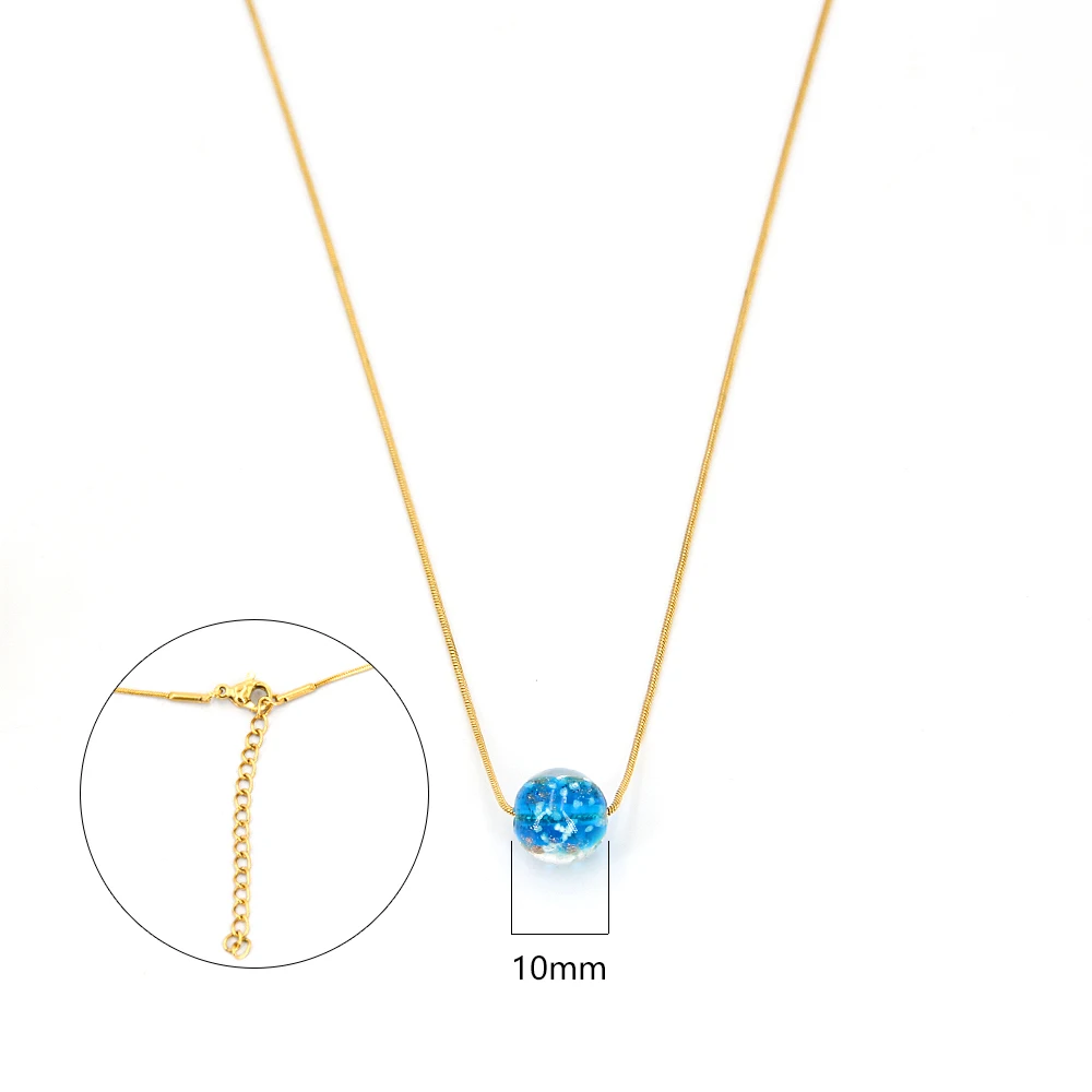 

Blue Pendant necklace for women,Luminous beads Glow in the dark clavicle Leather chain sweater chain,Original charm lady necklac