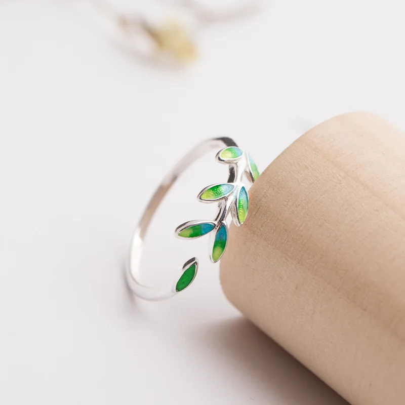 

VENTFILLE Sterling Silver Fashion Leaf Ring Ladies Open Ring Simple Personality All-match Jewelry Gift Wholesale