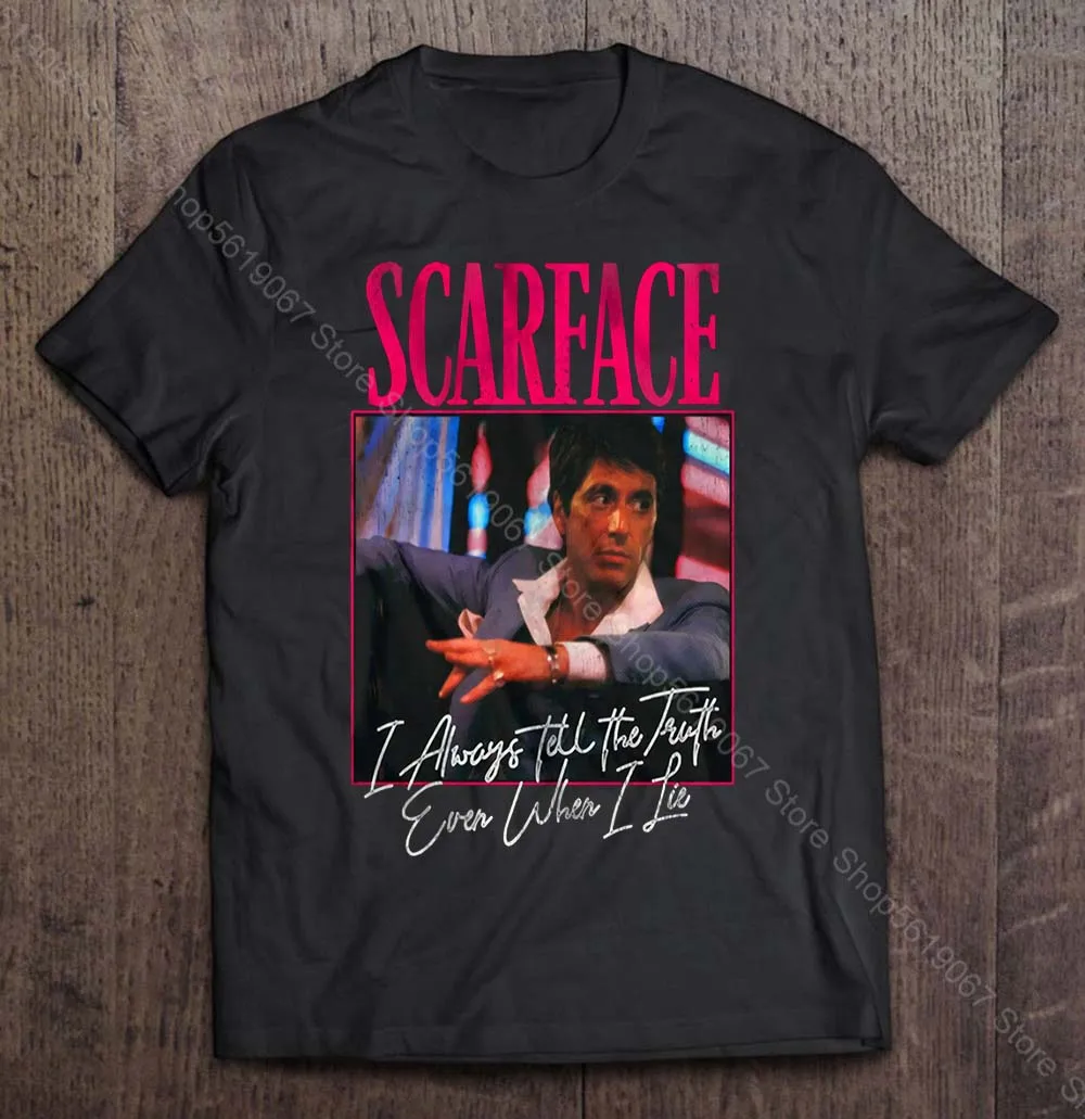 

Рубашка Scarface с надписью правду одиннадцать, когда я ложу, Тони Монтана, манга, кафе, черная футболка, альбомы, летнее женское платье, игровая ...