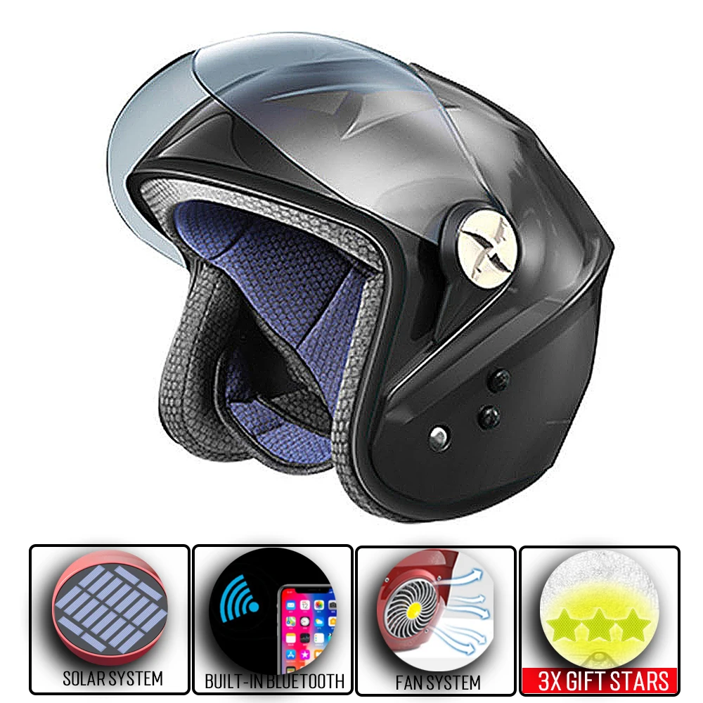 Шлем мотоциклетный совместимый с Bluetooth на солнечной батарее | Автомобили и