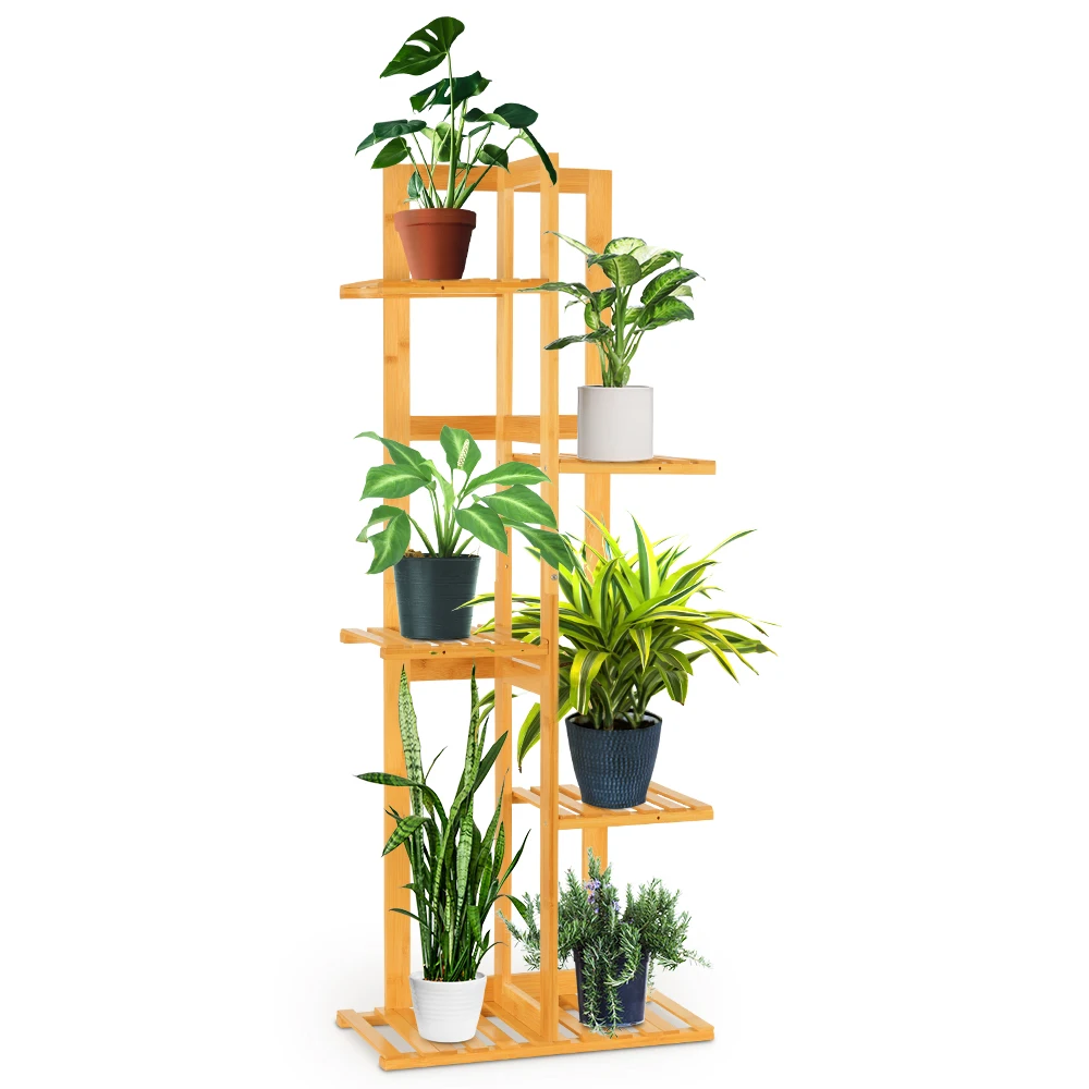 Бамбуковая полка для растений 5 ярусов подставка цветов сада гостиной стола