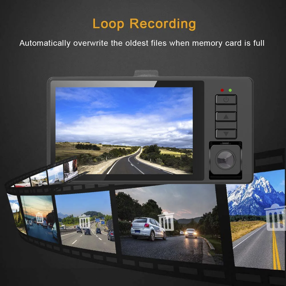 

Dash Cam 3 Cameras Lens 3" Dash Camera Dual Lens with Rearview Camera Video Recorder Auto Registrator Dvrs Car Dvr