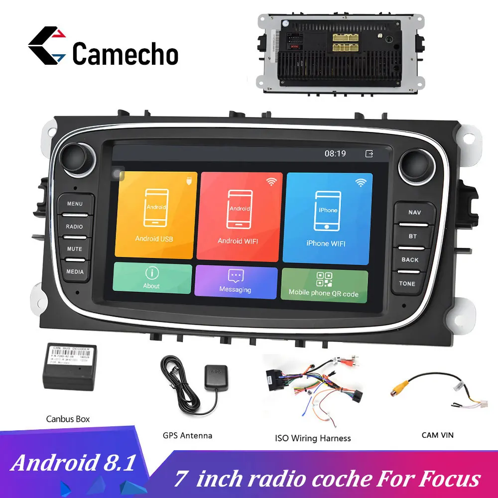 Camecho 2 DIN 7 ''Android 8,1 Автомобильный мультимедийный плеер gps автомобильный Радио Wifi Автомобильный плеер для Ford/Focus/S-Max/Mondeo 9/Galaxy/C-Max