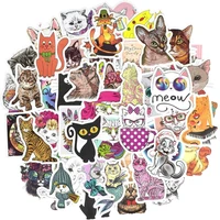 50pcs cat stickers cute cartoon animal decal sticker gift toy for children diy suitcase bicycle car laptop waterproof sticker