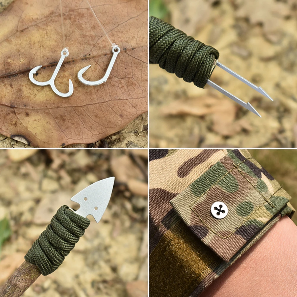 

17 in 1Portable Stainless Steel Fishhook Card Model Outdoor Camp Hunting Supplies Multifunctional fishhook Emergency Survival