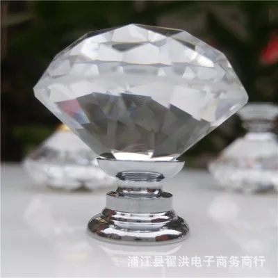 10 шт. Портативный мебельные ручки 30 мм с украшением в виде кристаллов Стекло