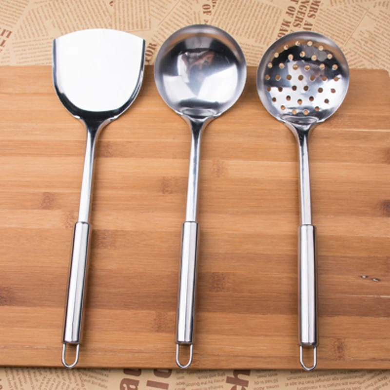 3pcs/set Stainless steel Cooking Tool Set Kitchenware set Cookware Kitchen Utensils Strainer colander Large Soup Spoon Spatula | Дом и сад