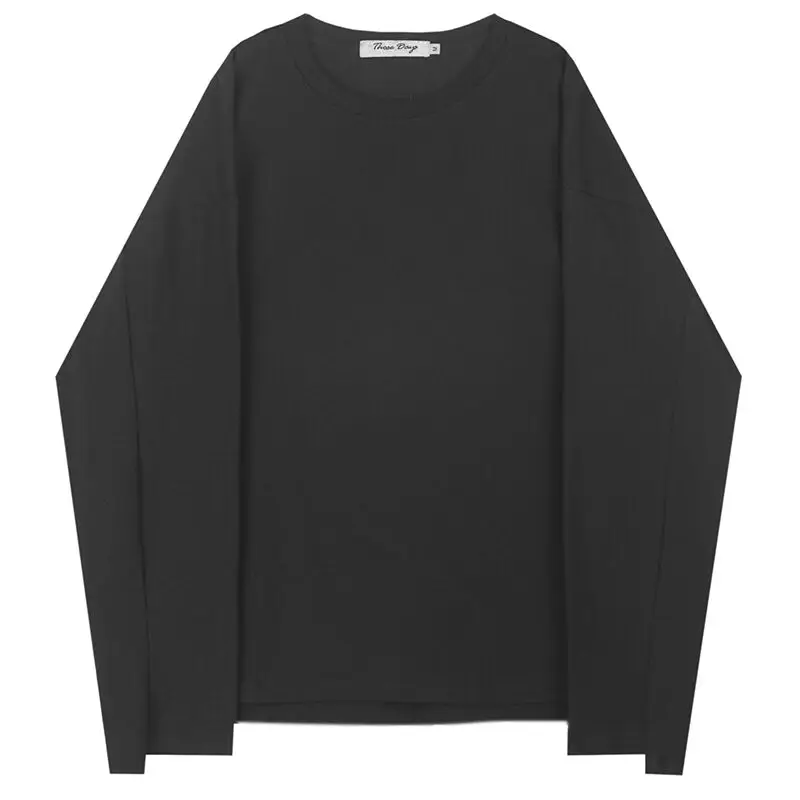 

Men Long Sleeve O-neck Loose Black White Casual T Shirt Male Streetwear Hip Hop Fashion Hip Hop Tshirt Pullover Tees Shirts