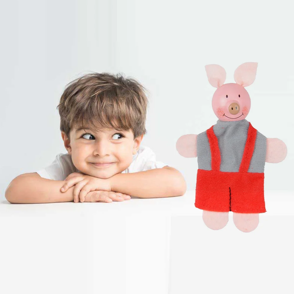 4 шт. Детские пальчиковые куклы деревянные маленькие поросята волк мини плюшевые