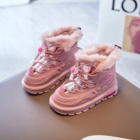 childrens pink casual sneakers winter buckle warm kids shoes boy thickened snow boots toddler girls silver fashion cotton shoes