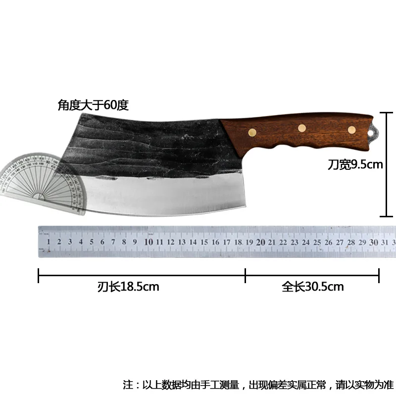 

8" Slicing Knife Kitchen Knife Handmade Forged Chinese Meat Cleaver Tranditional Chopping Knife High Carbon Steel Cooking Tool