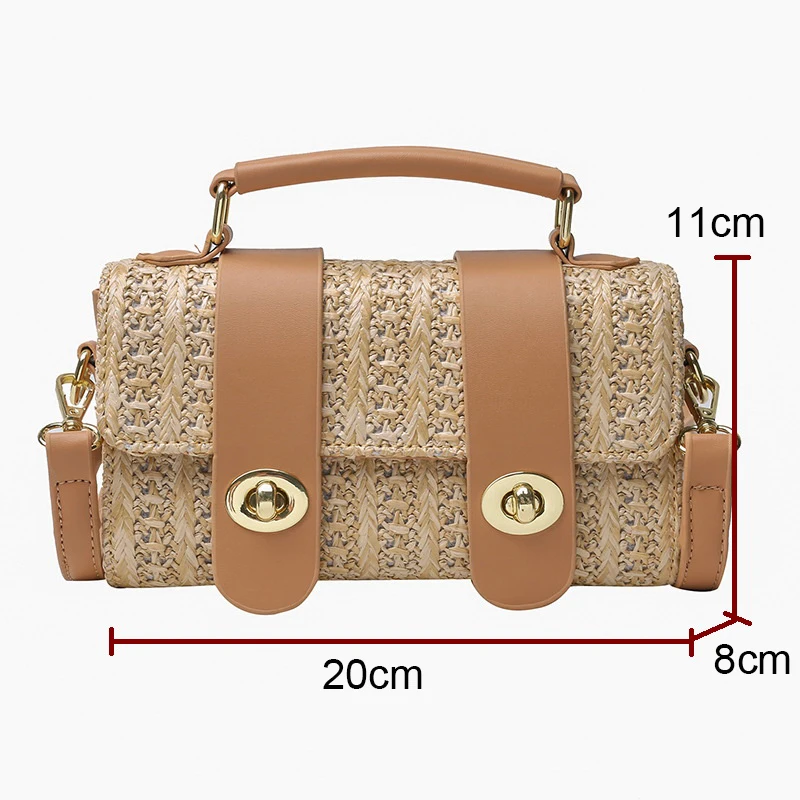 

Ansloth Straw Woven Design Shoulder Bags Fashion Brand Rattan Handbag Vintage Lady Crossbody Bags Luxury Lock Travel Bag HPS1128